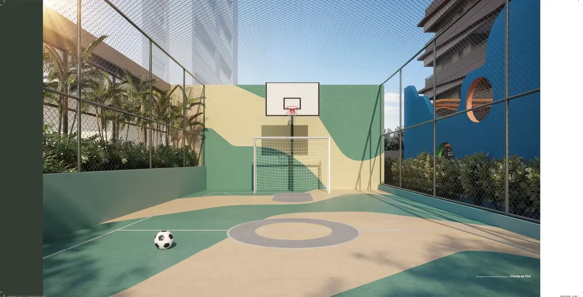 Espaço chute a gol com grama sintética